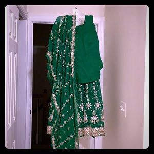 Emerald green Lehenga Choli